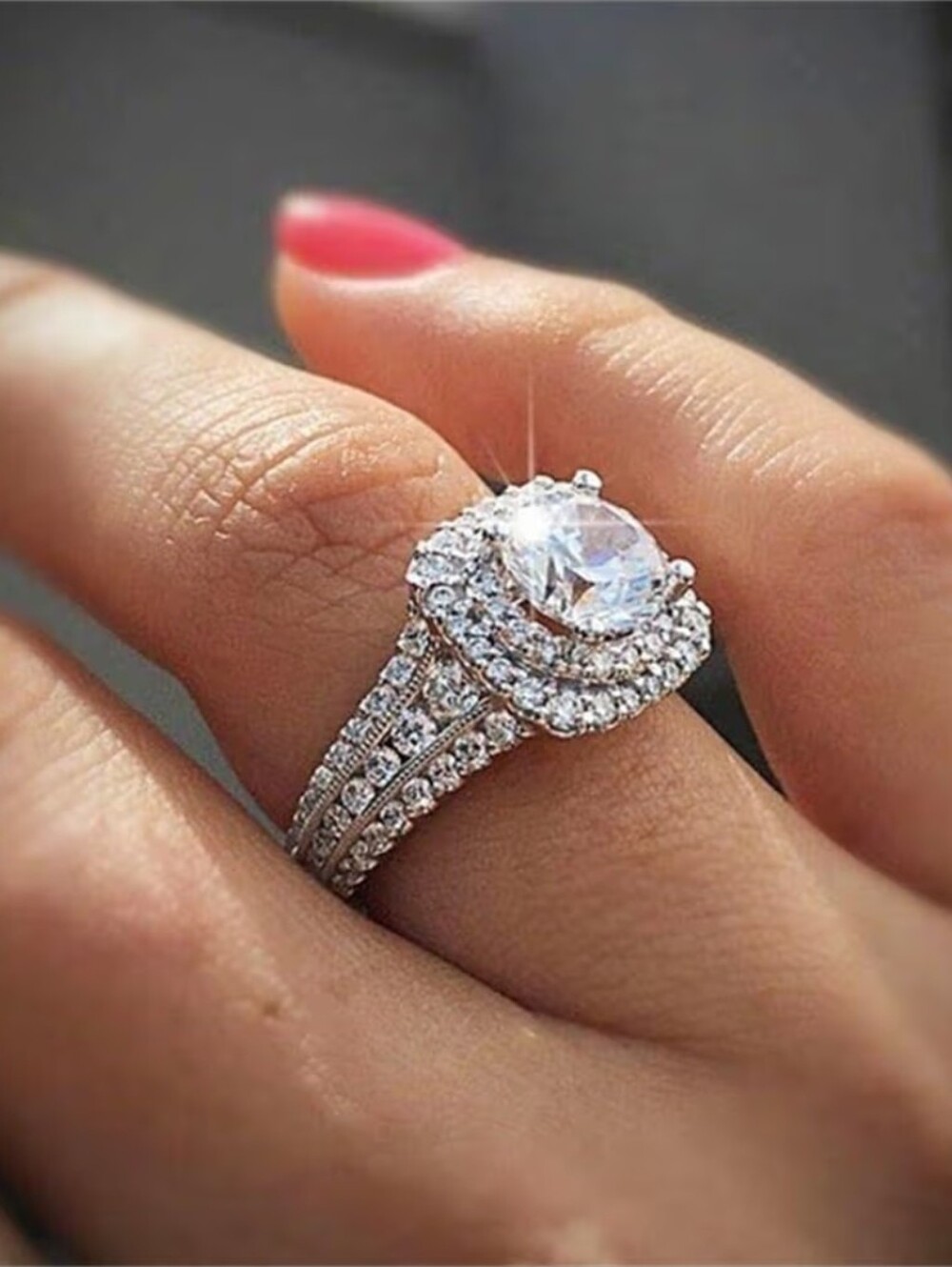Women's Size 9 Silver Tone Eternity Ring Platinum Plated Cubic Zirconia Band